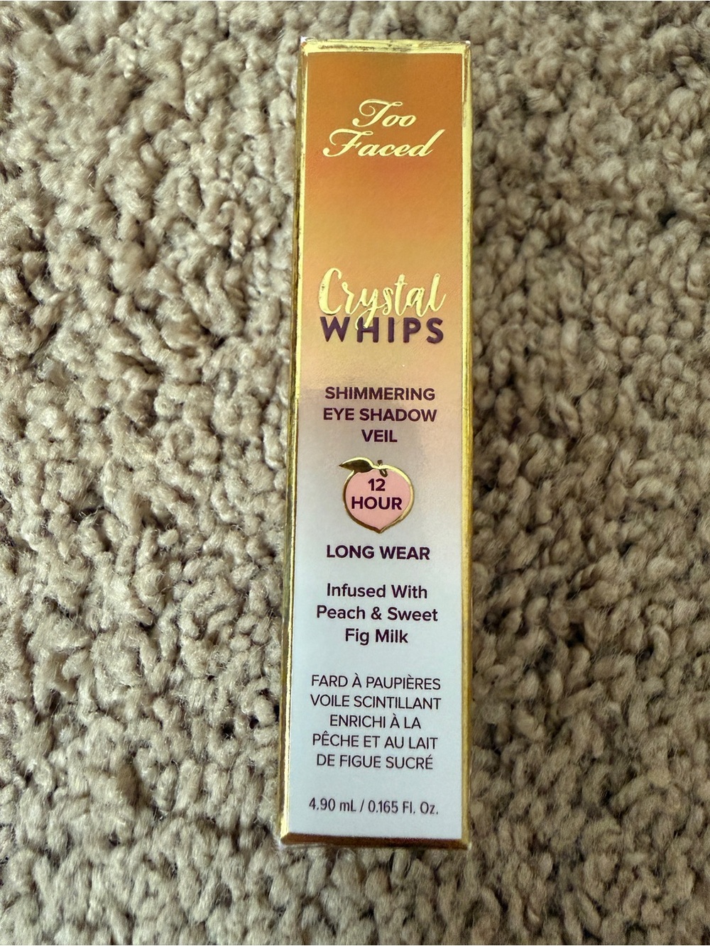 Too Faced Crystal Whips Shimmering Eye Shadow Veil - Peach Gradient Gold Trim